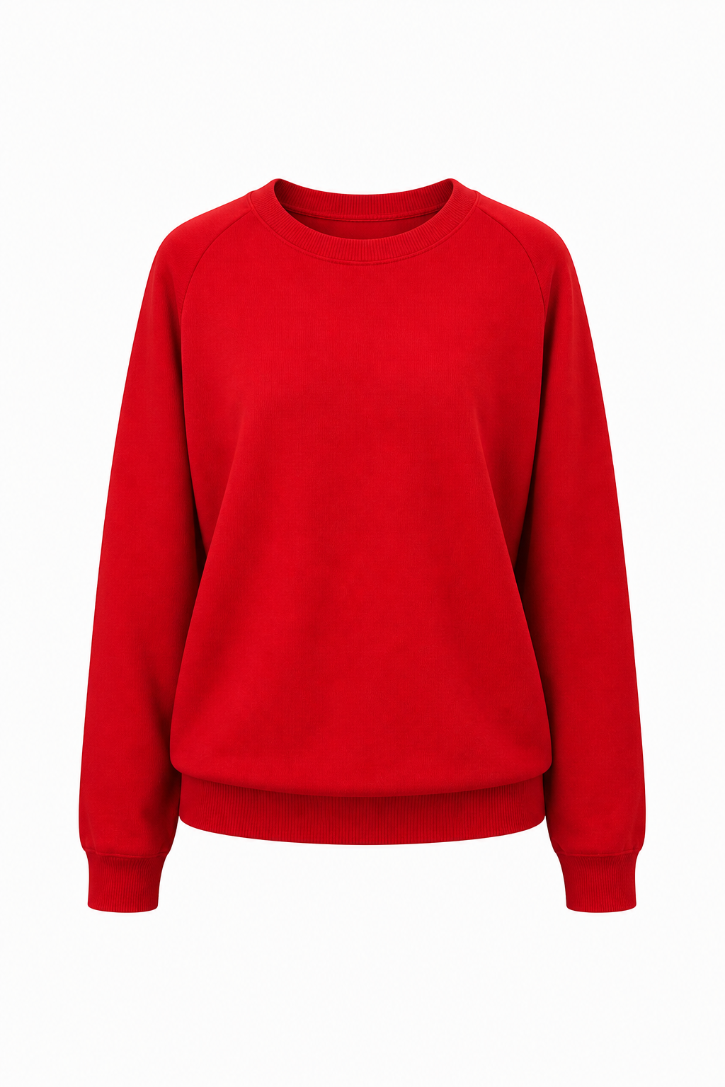 Plain Red Knitted Crew Neck Pullover
