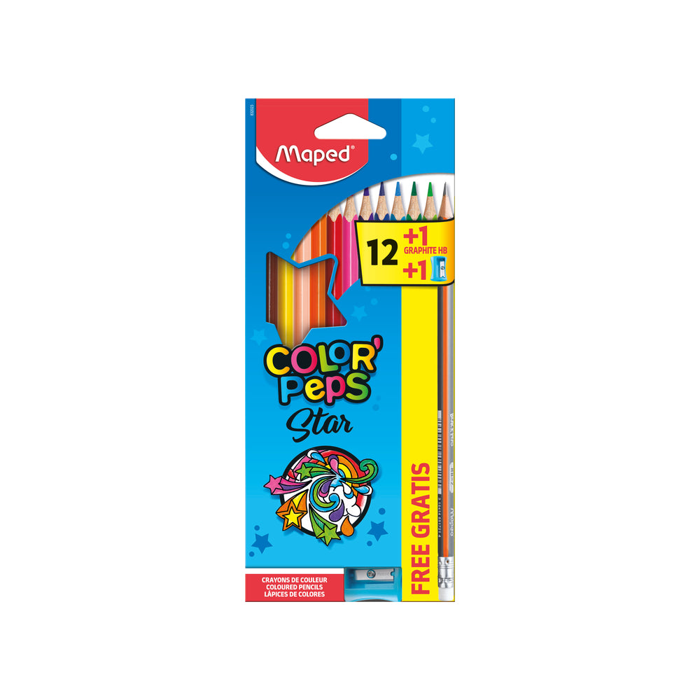 Maped Colour Pencils 12Pk with Pencil & Sharpener