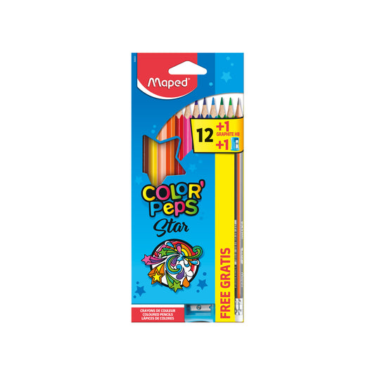 Maped Colour Pencils 12Pk with Pencil & Sharpener