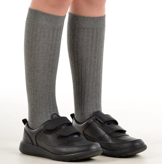 Pex Ribbed Grey Knee Socks
