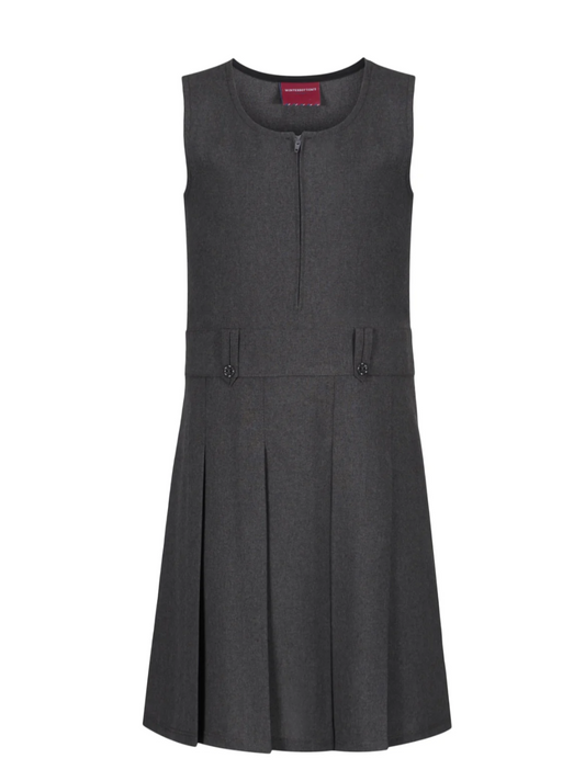 Flower Button Pinafore - Grey