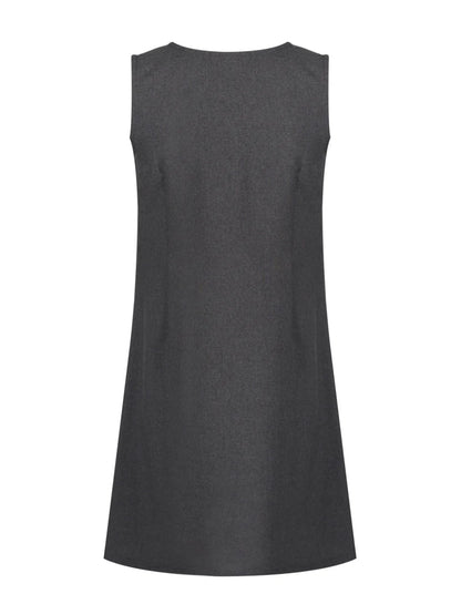 Flower Button Pinafore - Grey