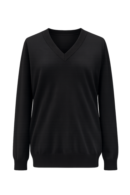 Plain Black Knitted Pullover