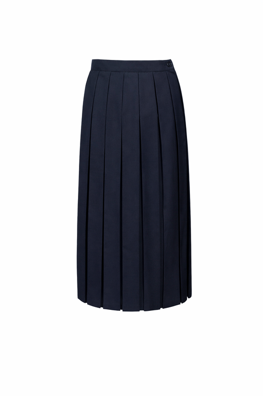 Navy Box Pleated Skirt