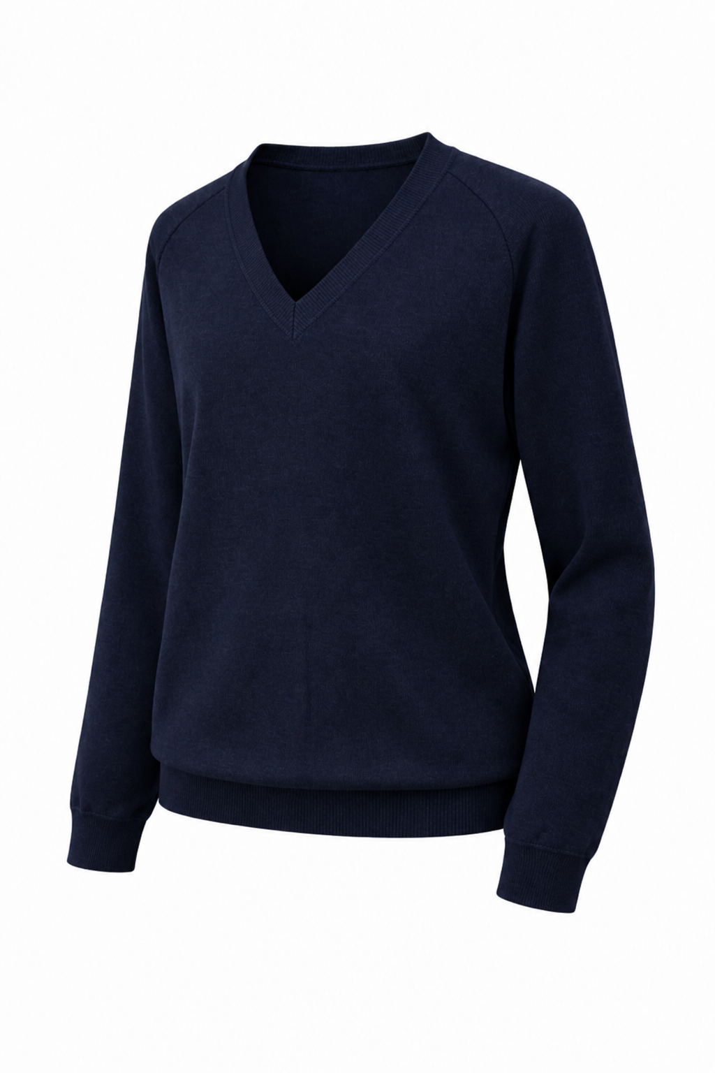 Plain Navy Knitted V- Neck Pullover