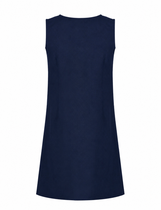 Flower Button Pinafore - Navy