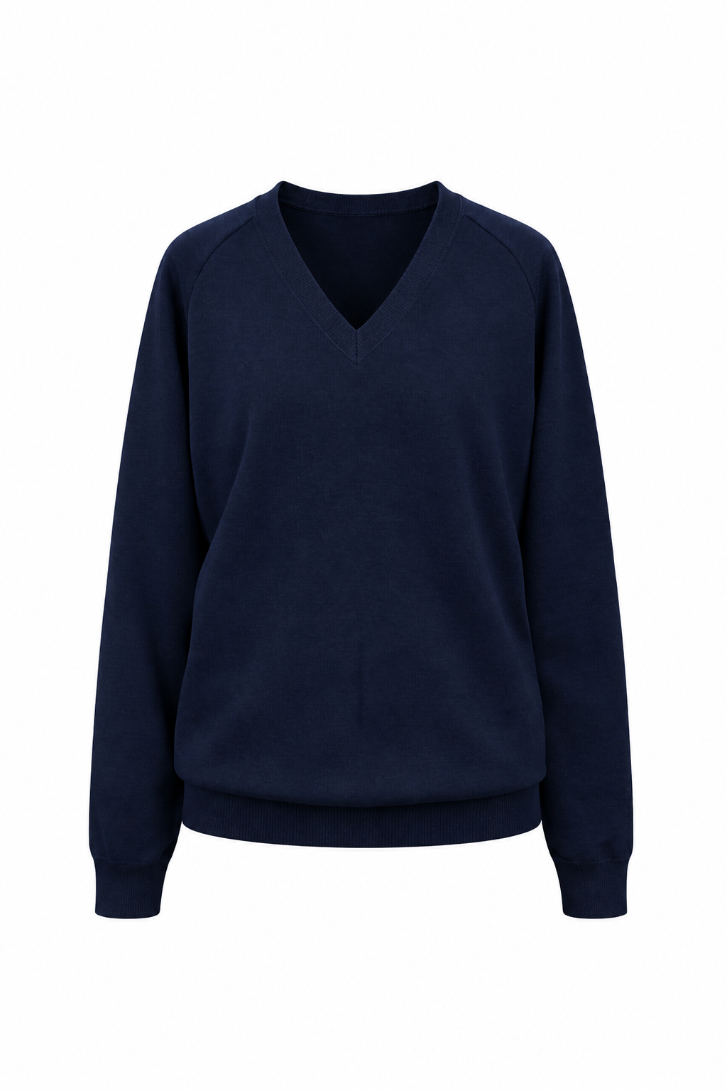 Plain Navy Knitted V- Neck Pullover