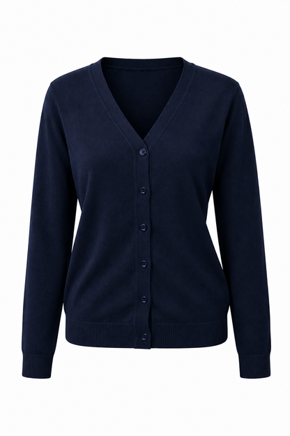 Plain Navy Knitted Cardigan