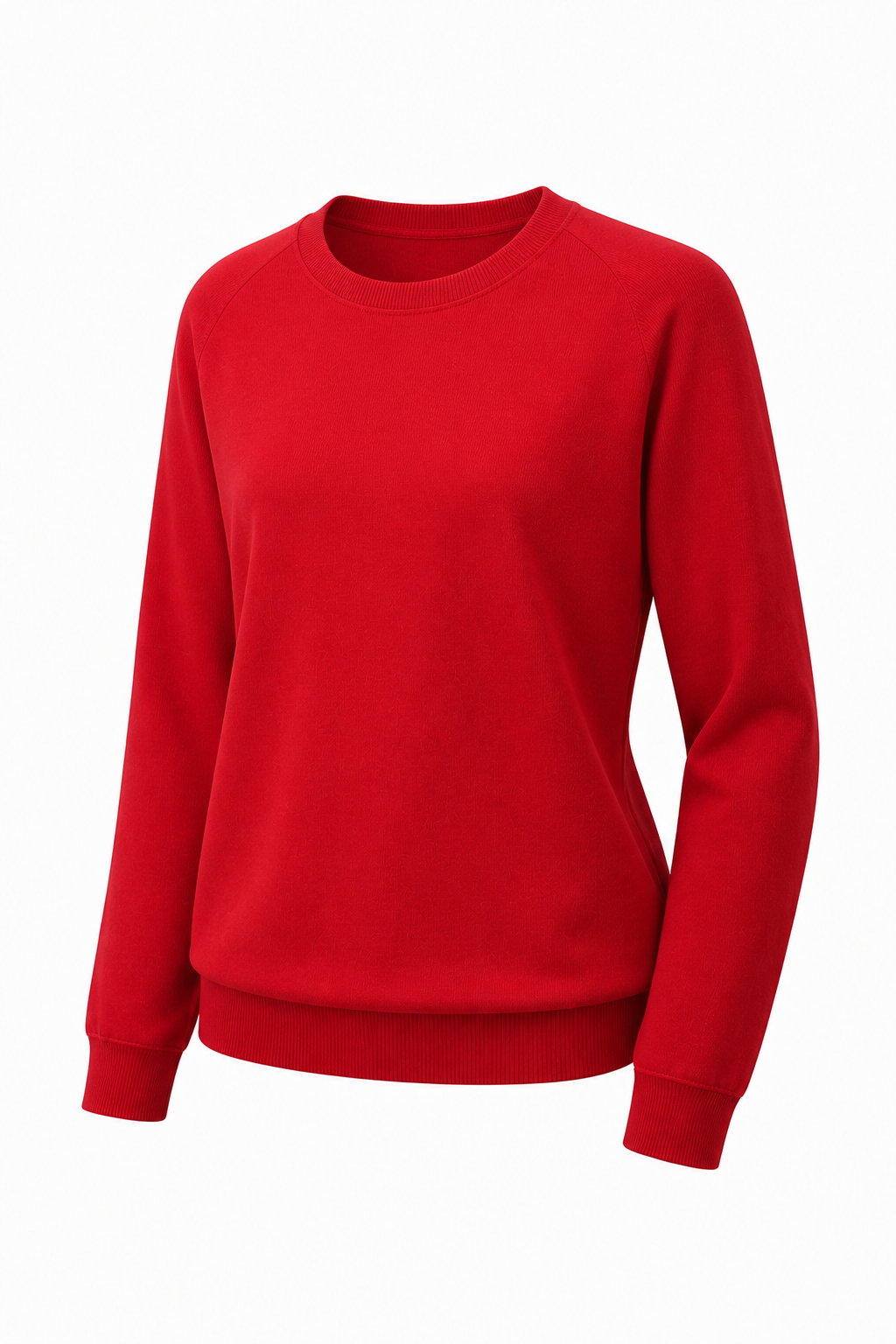 Plain Red Knitted Crew Neck Pullover