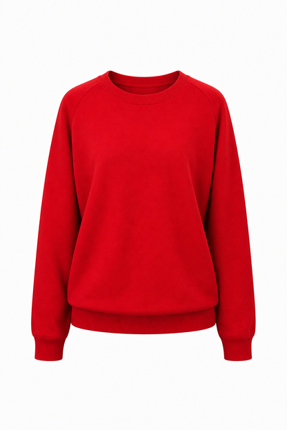 Plain Red Knitted Crew Neck Pullover