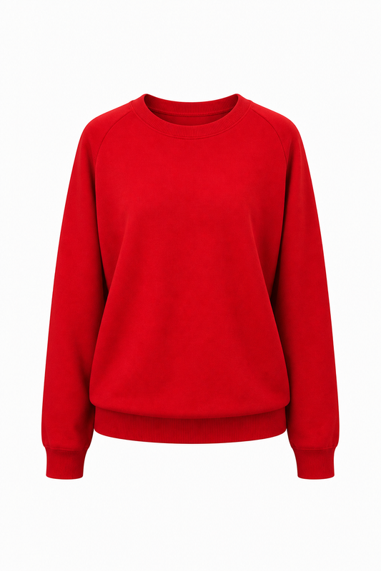 Plain Red Knitted Crew Neck Pullover