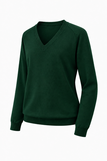 Plain Bottle Green Knitted Pullover