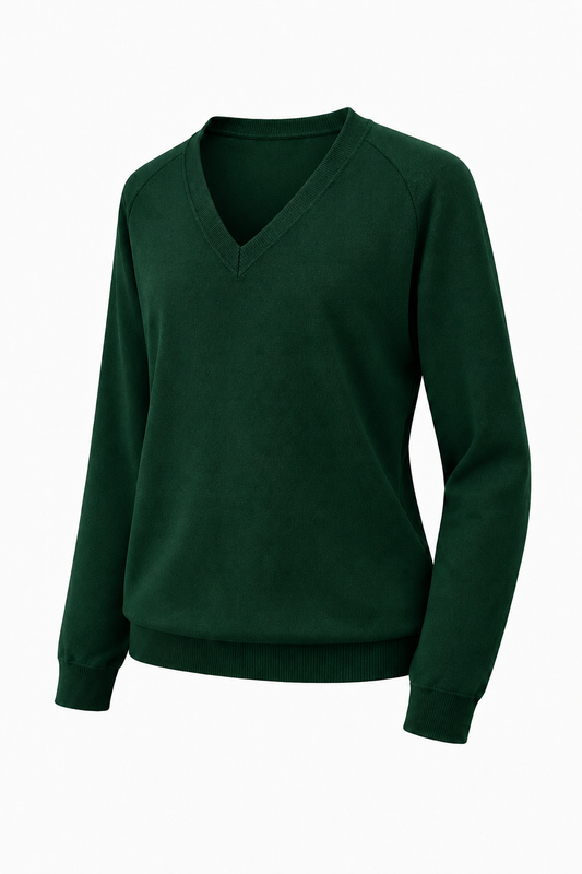 Plain Bottle Green Knitted Pullover
