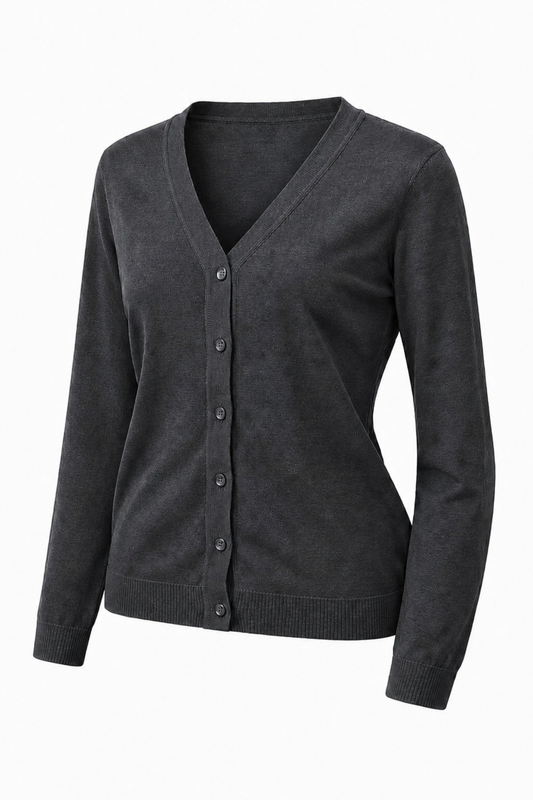 Plain Grey Knitted Cardigan
