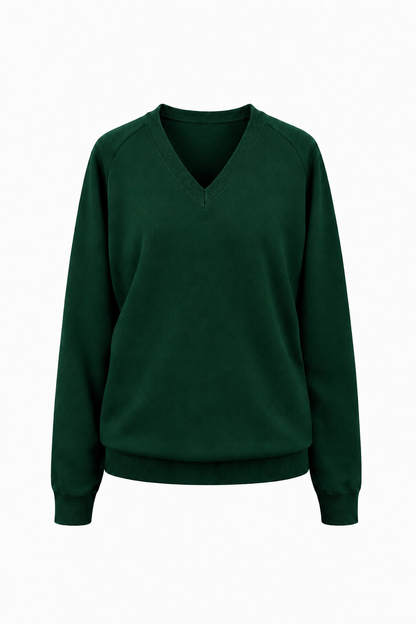 Plain Bottle Green Knitted Pullover