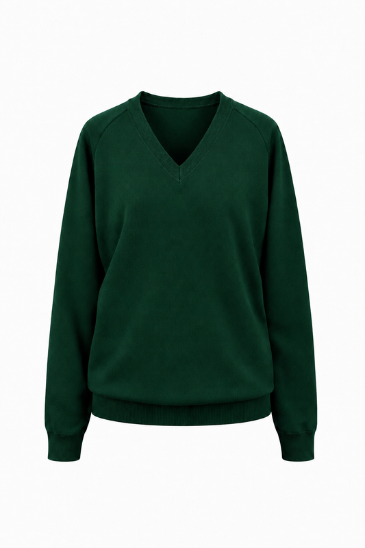 Plain Bottle Green Knitted Pullover