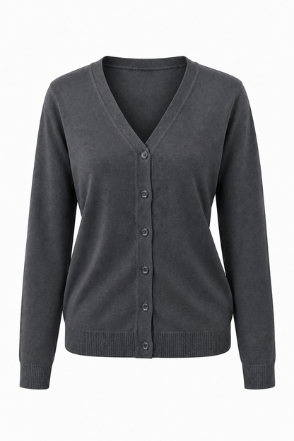 Plain Grey Knitted Cardigan