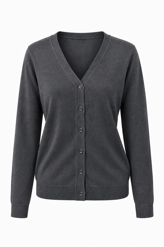 Plain Grey Knitted Cardigan