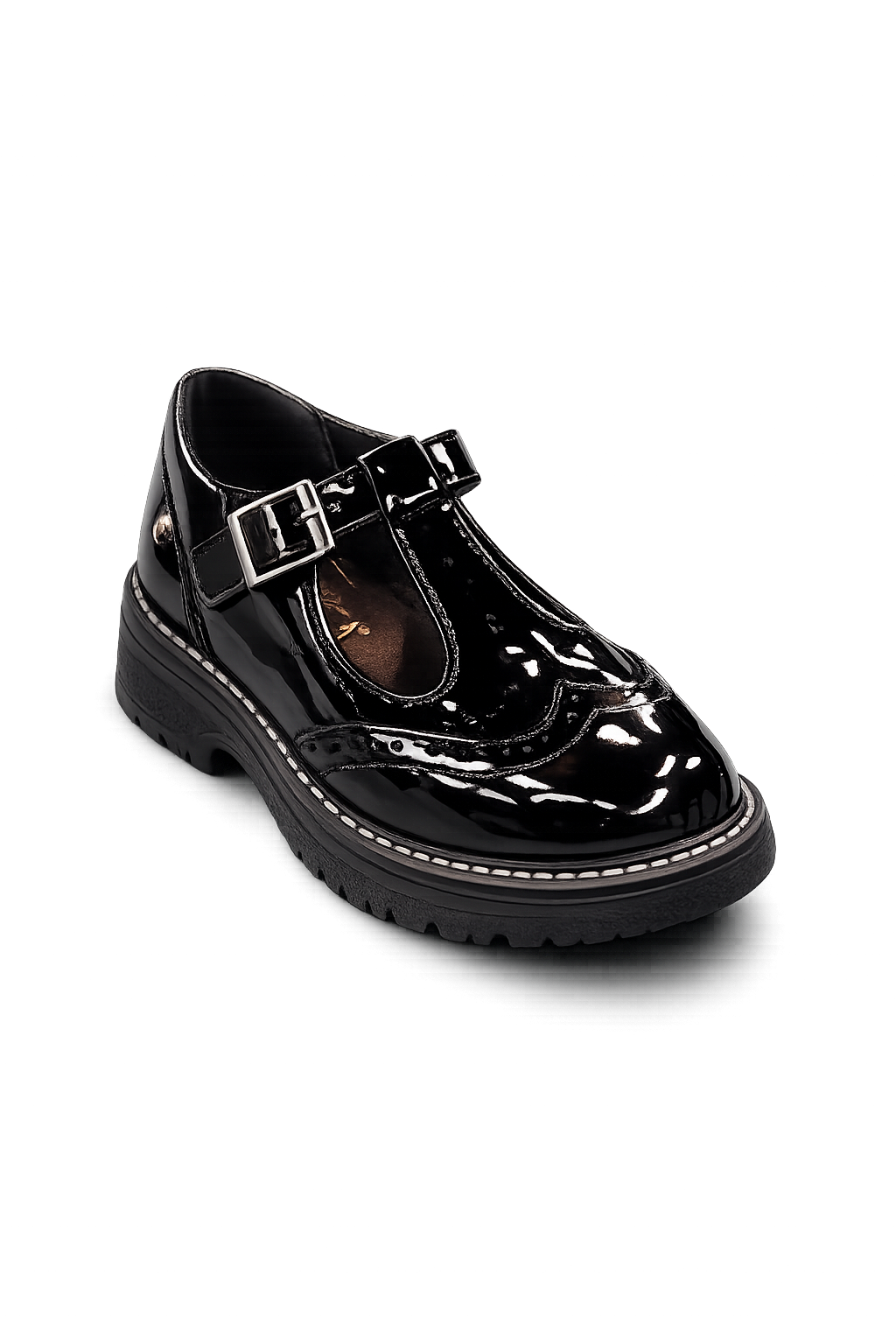 Girls Dina Buckle T Bar Brogue Shoes