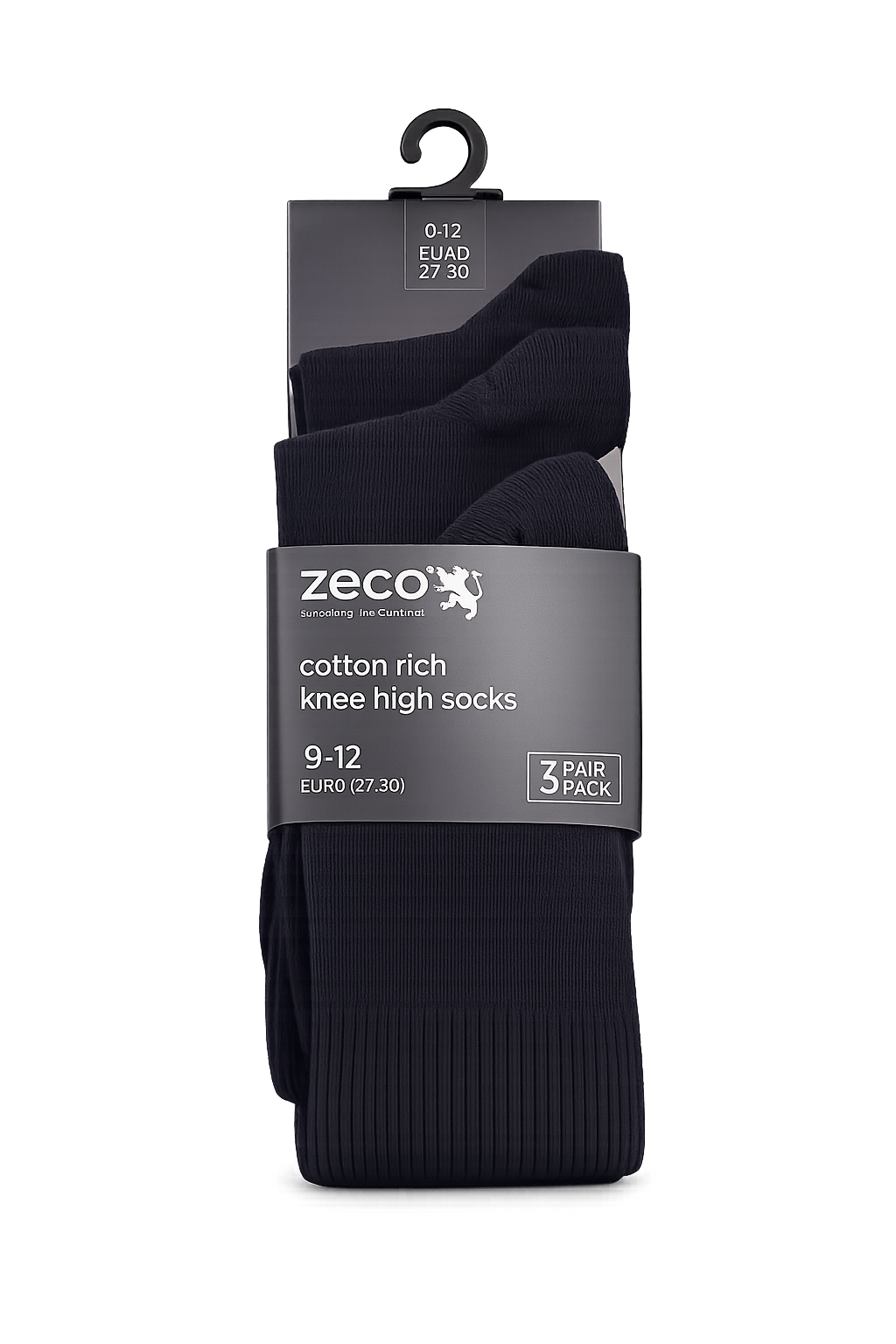 Zeco Knee High Socks Black 3PK