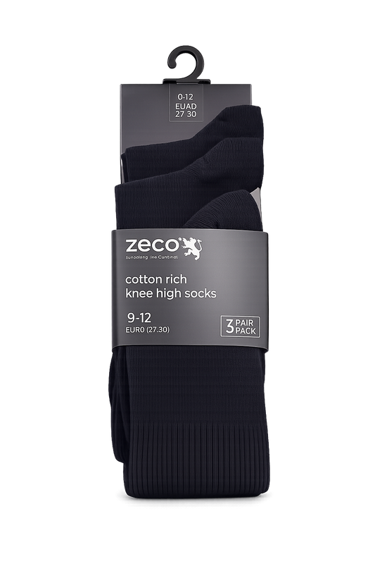 Zeco Knee High Socks Black 3PK