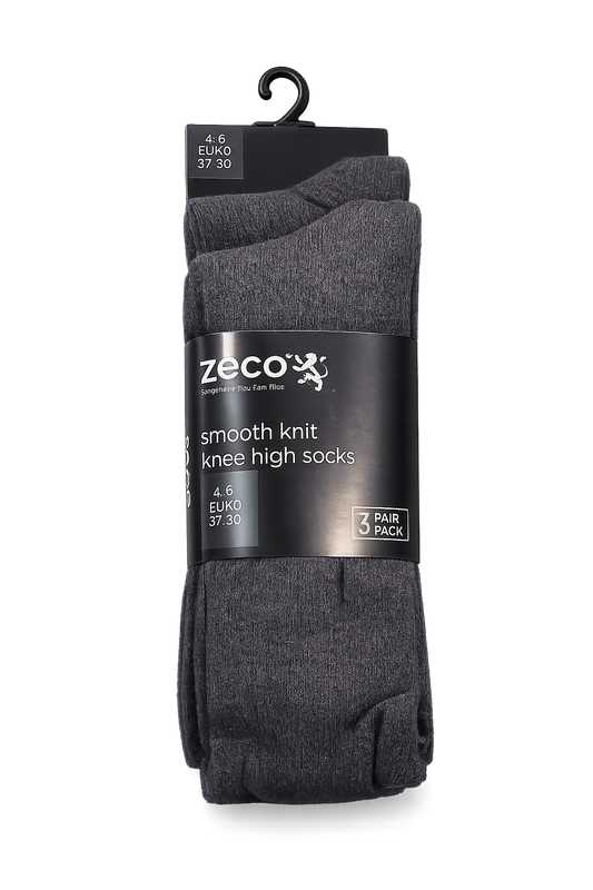 Zeco Knee High Socks Charcoal 3PK