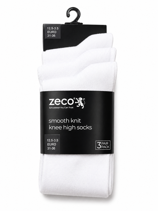 Zeco Knee High Socks White 3PK